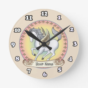 White Unicorn Pegasus  clock