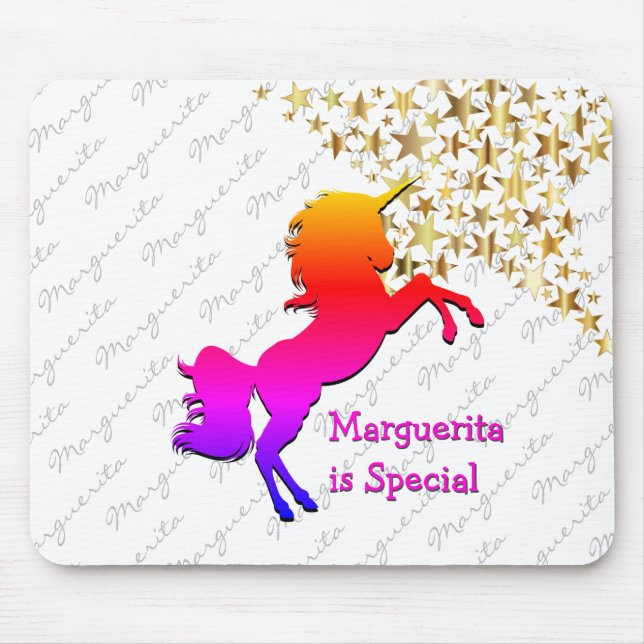 White UNICORN Personalized Keepsake Mouse Pad (Front)