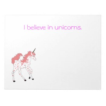White Unicorn. Pinks Spots Flowing Mane Notepad by randysgrandma at Zazzle