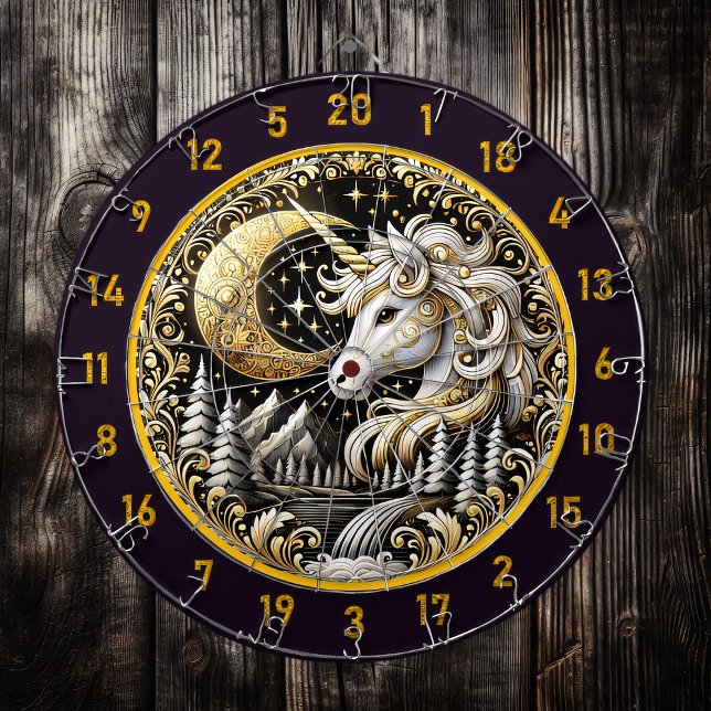 White Unicorn Radiates Strength and Beauty Dart Board (Creator Uploaded)
