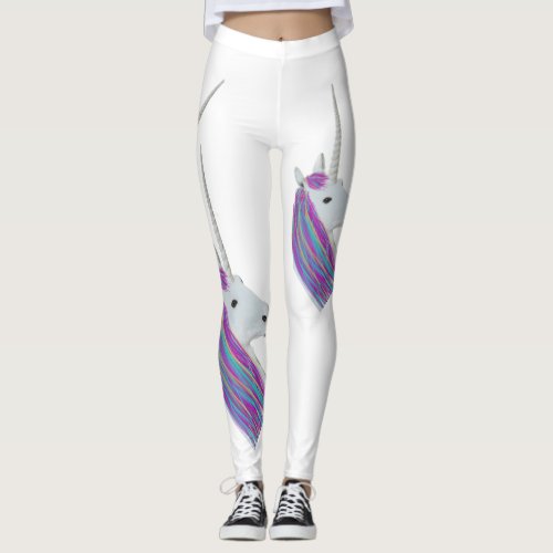 White Unicorn Rainbow Leggings