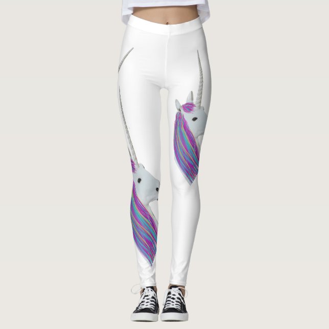 White Unicorn Rainbow Leggings (Front)