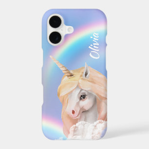 White Unicorn Rainbow Sky iPhone 17 Case