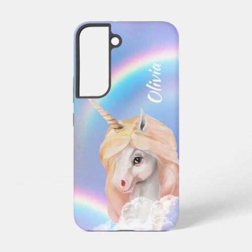 White Unicorn Rainbow Sky Samsung Galaxy S22 Case