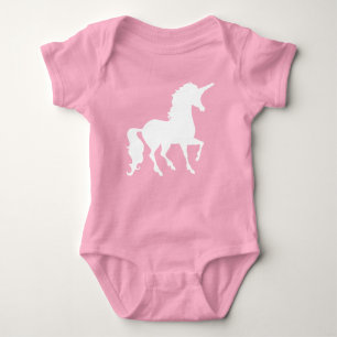 White Unicorn Silhouette Beautiful Whimsical Baby Baby Bodysuit