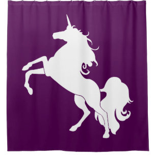 White Unicorn Silhouette Custom Shower Curtain