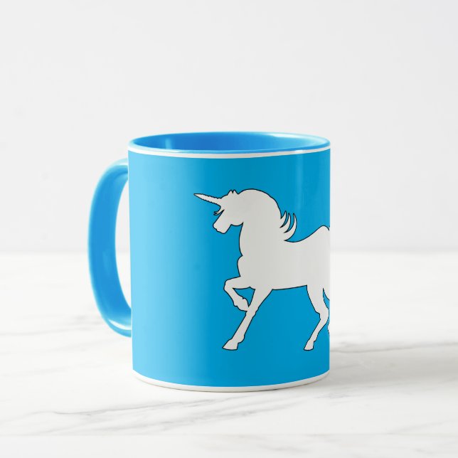 White Unicorn Silhouette Mug (Front Left)