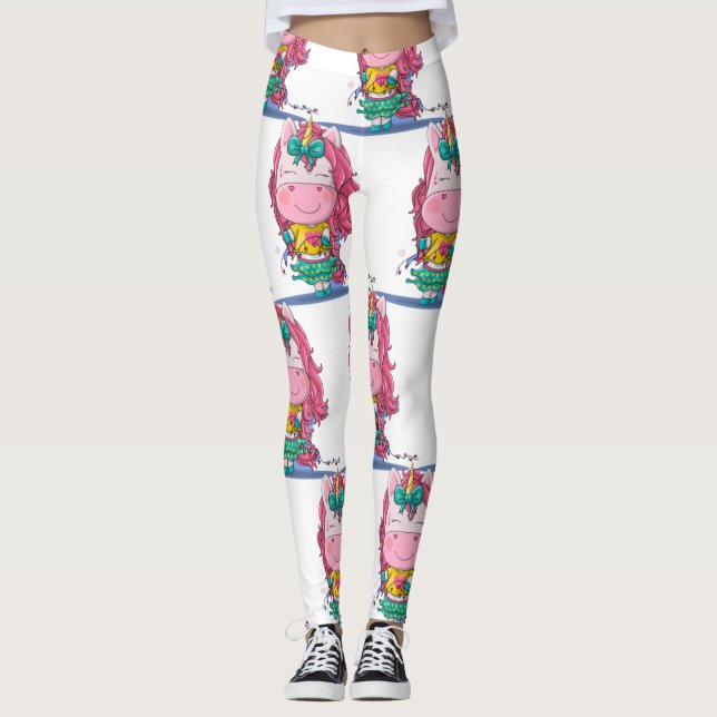 White Unicorn Sparkles   Leggings (Front)