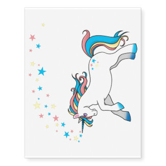 WHITE UNICORN & STARS TEMPORARY TATTOO