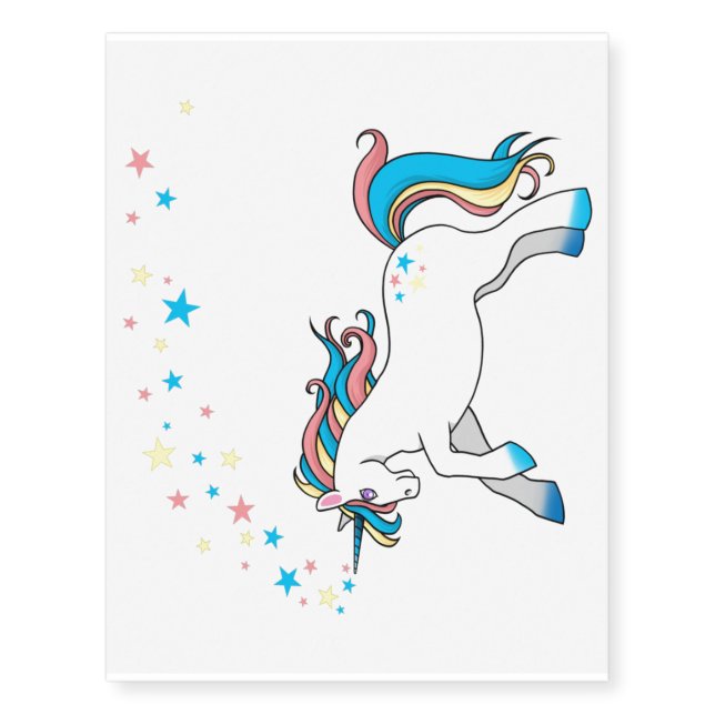 WHITE UNICORN & STARS TEMPORARY TATTOO (Front)