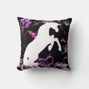 White Unicorn V (Colorful Splash) Throw Pillow