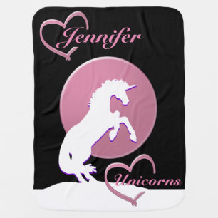 White Unicorn V (Pink) Receiving Blanket