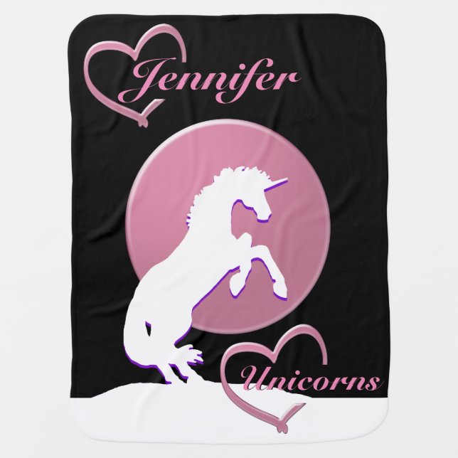 White Unicorn V (Pink) Receiving Blanket (Front)