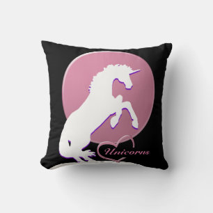 White Unicorn V (Pink) Throw Pillow
