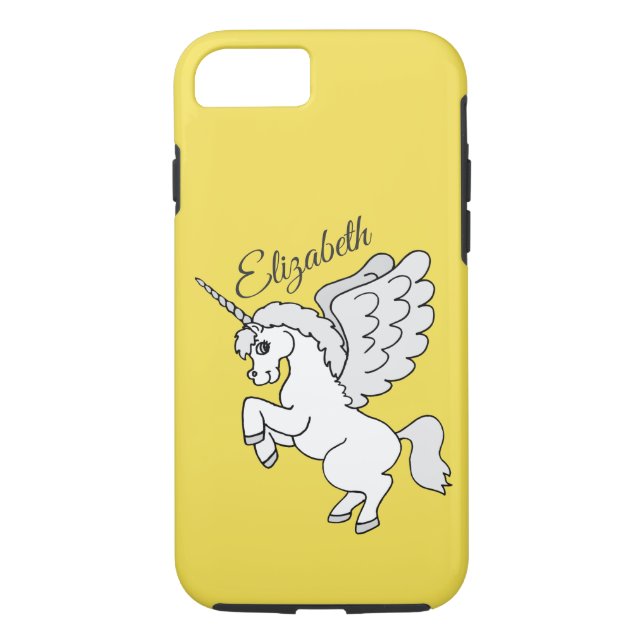 White Unicorn Yellow Personalized Case-Mate iPhone Case (Back)