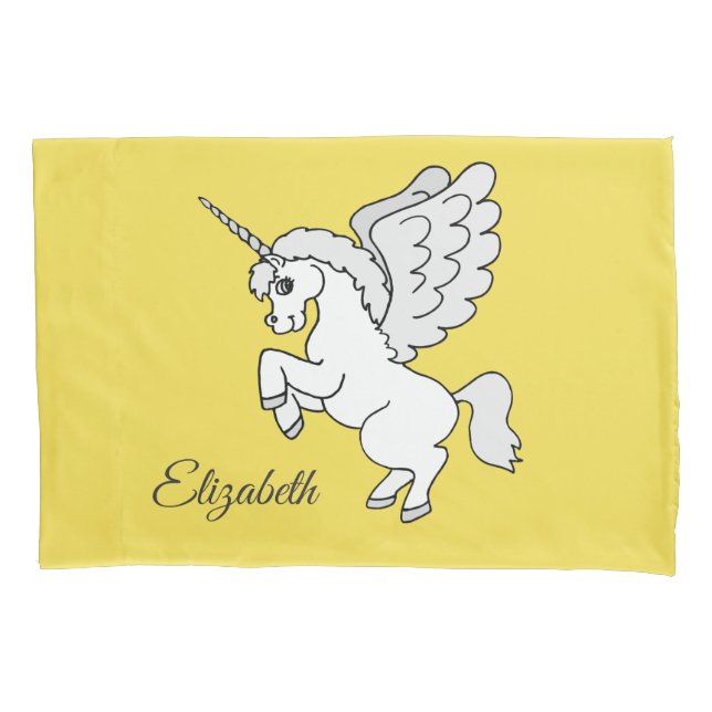 White Unicorn Yellow Personalized Pillow Case (Front)