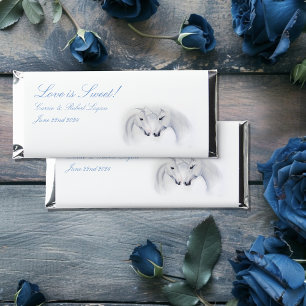 White Unicorns Love Couple Hershey Bar Favors