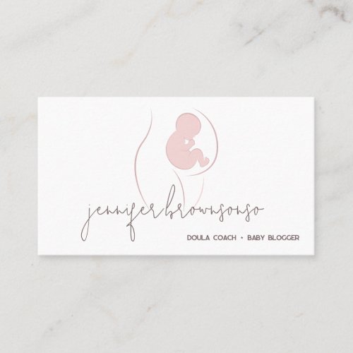 White Unique Doula Birth Coach Pregnant Business Card