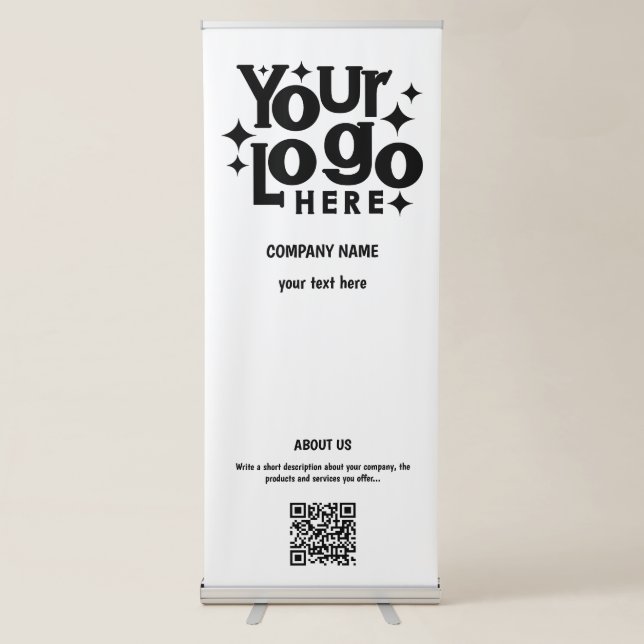 White Unique Promotional Business Logo Retractable Banner (Front)