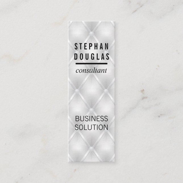 White Upholstered Material Padding Mini Business Card (Front)