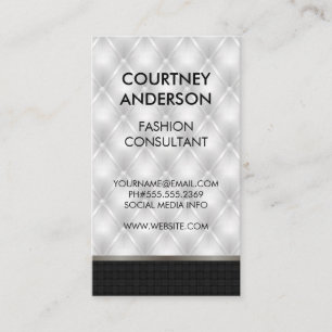 White Upholstered Padding Black Weave Business Card