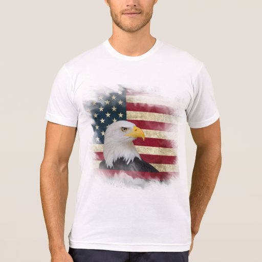 White US Flag, Large Bald Eagle Head Basic T-shirt | Zazzle