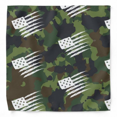 White USA Flag Military Camouflage Army Air Force Bandana