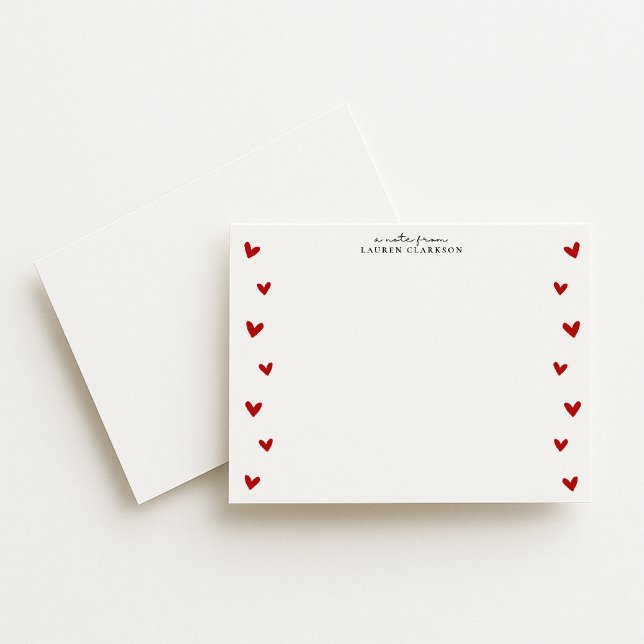White Valentine Heart Border Note Card (Creator Uploaded)