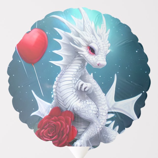 White Valentine Love Dragon Balloon (Front)