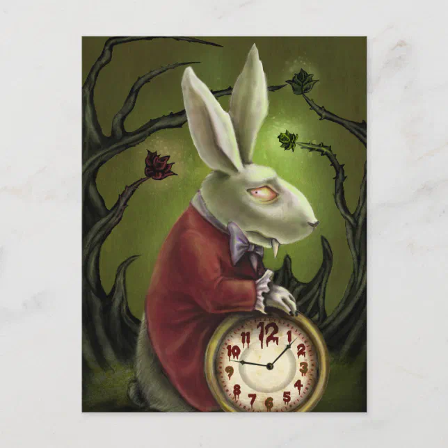 White Vampire Rabbit Postcard | Zazzle