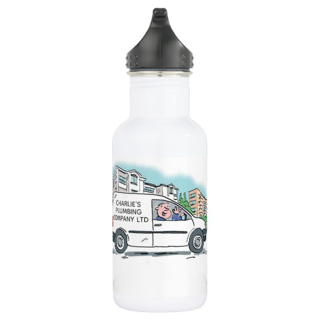 White Van Man Business Promotional Stainless Steel Water Bottle (Right)