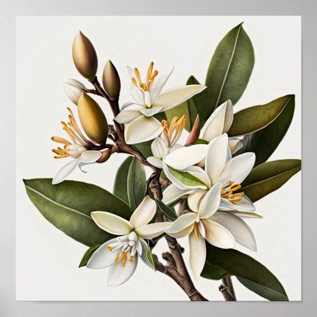 White Vanilla Flowers Art Print Poster (Front)