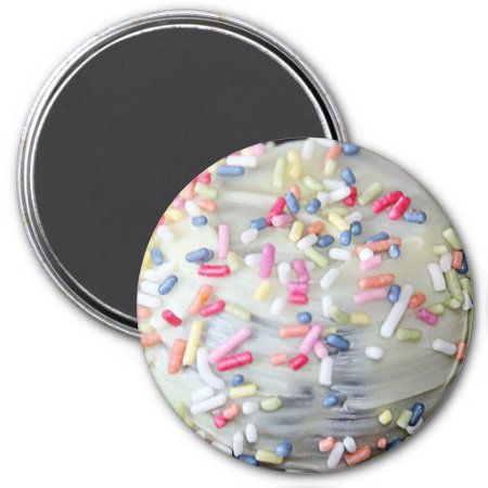 White Vanilla Frosting And Sprinkles Magnet