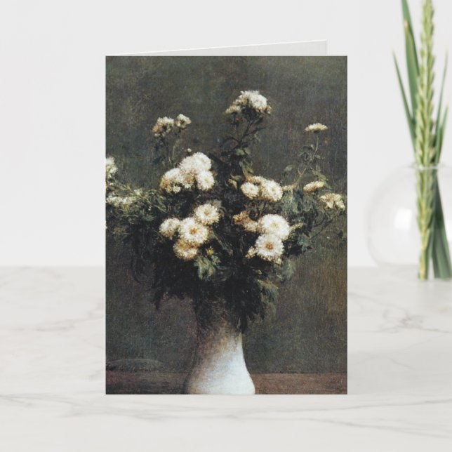 white Vase of Chrysanthemums, Henri Fantin Latour Card (Front)