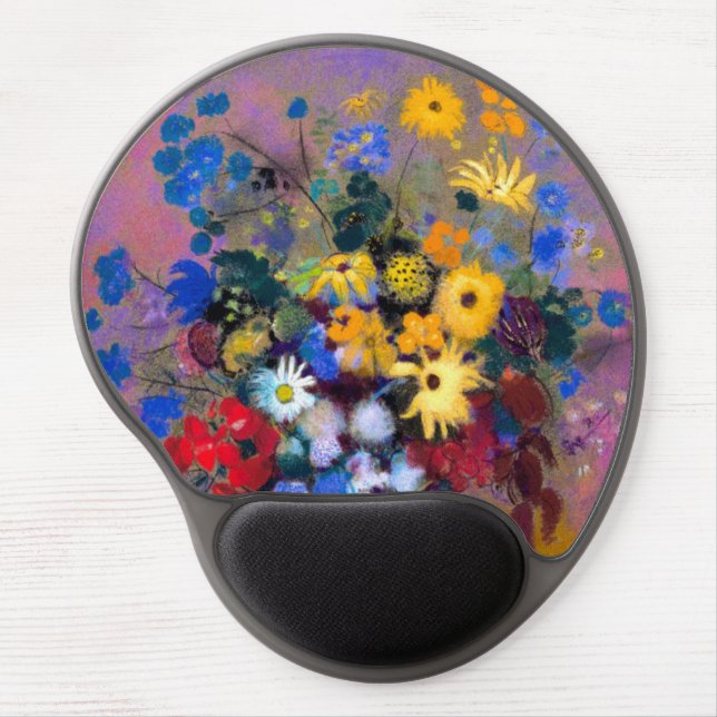 White Vase with Flowers Odilon Redon Gel Mouse Pad (Front)