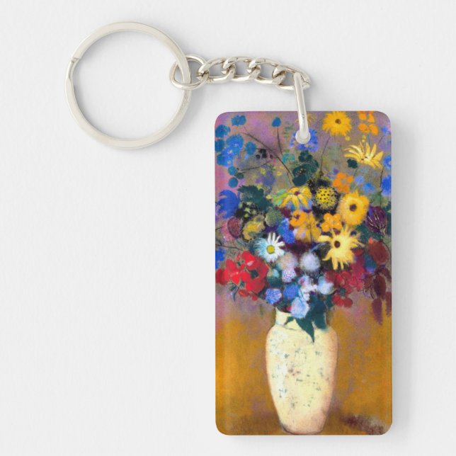 White Vase with Flowers Odilon Redon Keychain (Front)