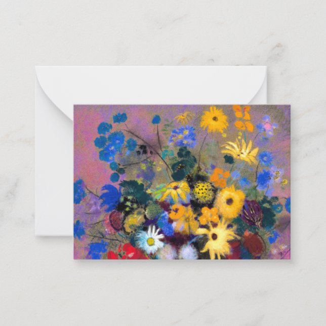White Vase with Flowers Odilon Redon Note Card (Front)
