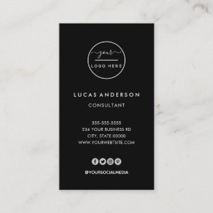 White vertical custom logo modern professional bus business card