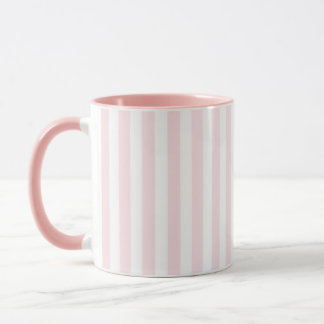 White Vertical Striped Mug with Light Pink Lines