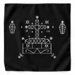 White Veve of Baron Samedi on Black Bandana