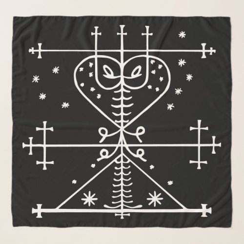 White Veve of Maman Brigitte on Black Scarf