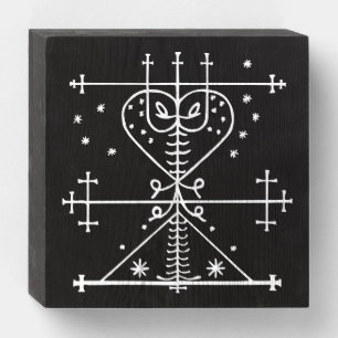 White Veve of Maman Brigitte on Black Wooden Box Sign