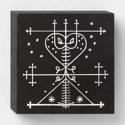 White Veve of Maman Brigitte on Black Wooden Box Sign