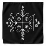 White Veve of Papa Legba on Black Bandana