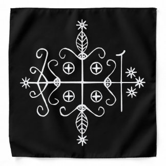 White Veve of Papa Legba on Black Bandana