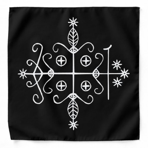 White Veve of Papa Legba on Black Bandana