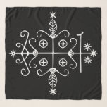 White Veve of Papa Legba on Black Scarf