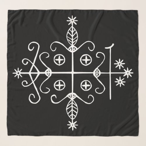 White Veve of Papa Legba on Black Scarf