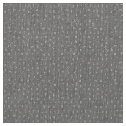 White Viking Runes Pattern on Gray Background Fabric