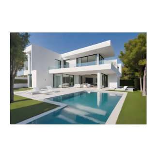 White villa with pool acrylic print